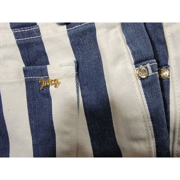 Juicy Jeans Couture Striped Blue & White Shorts - sz 24 - Picture 4 of 6